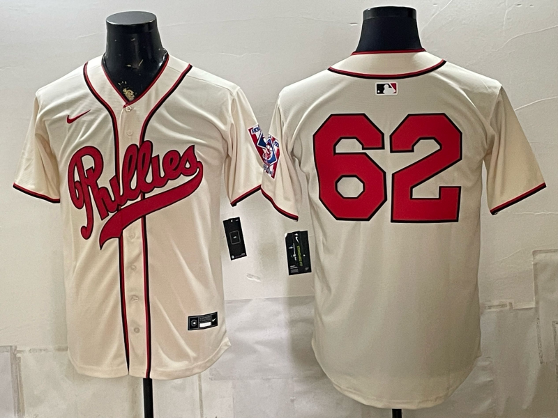 Men 2026 Philadelphia Phillies #62 cream Game Nike MLB Jersey 082600